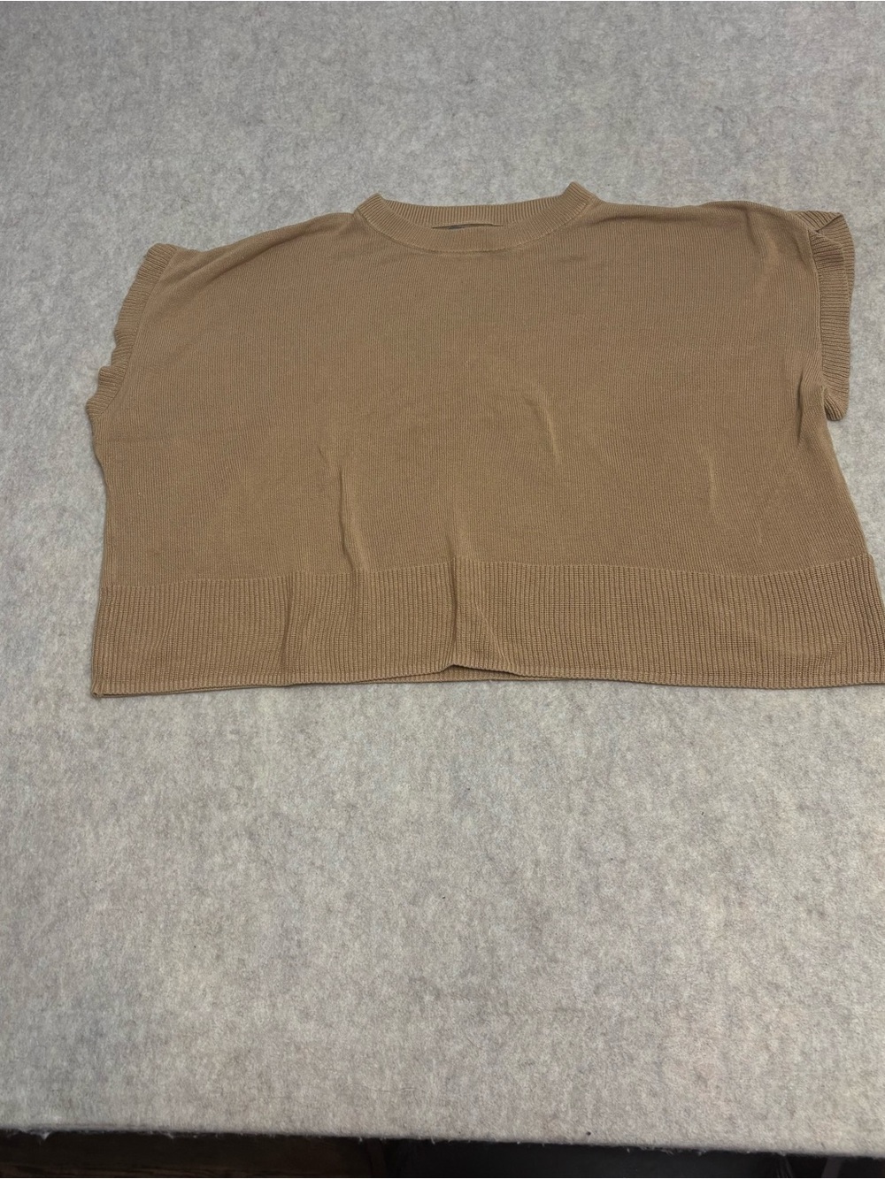 Vince Camuto Sleeveless Boxy Knit Tank - Camel Brown